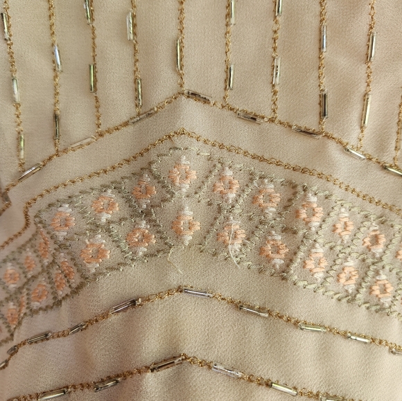 Free People Boho Flapper Shift Beaded Embroidered Backless Mini Dress - Cream - Picture 10 of 15